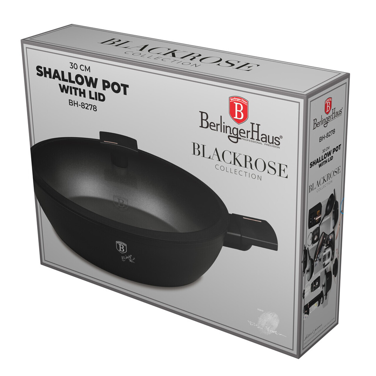 Oala cu capac Berlinger Haus, Monaco, 30 cm, 4.5 L, aluminiu forjat, negru - imagine 2