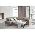 Coltar extensibil stanga 4 locuri ELTAP, LT-07SAV, Noble, 255x201x100 cm, lemn/poliester, bej inchis