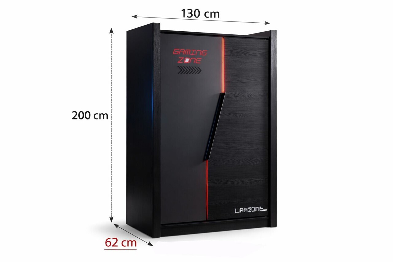Dulap pentru haine, Hanah Home, Gaming Zone 2, 130x200x62 cm, PAL, Antracit - view 6