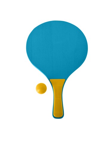 Set ping pong pentru plaja, 3 piese, lemn, galben/albastru Excellent Houseware