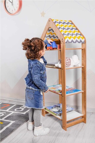 Raft universal, Hanah Home, Multipurpose Shelves 4, 50x120x30 cm, Natural / Alb / Galben