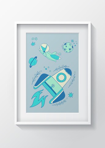 Tablou decorativ galaxy, oyo kids, 29x24 cm, lemn/mdf, multicolor