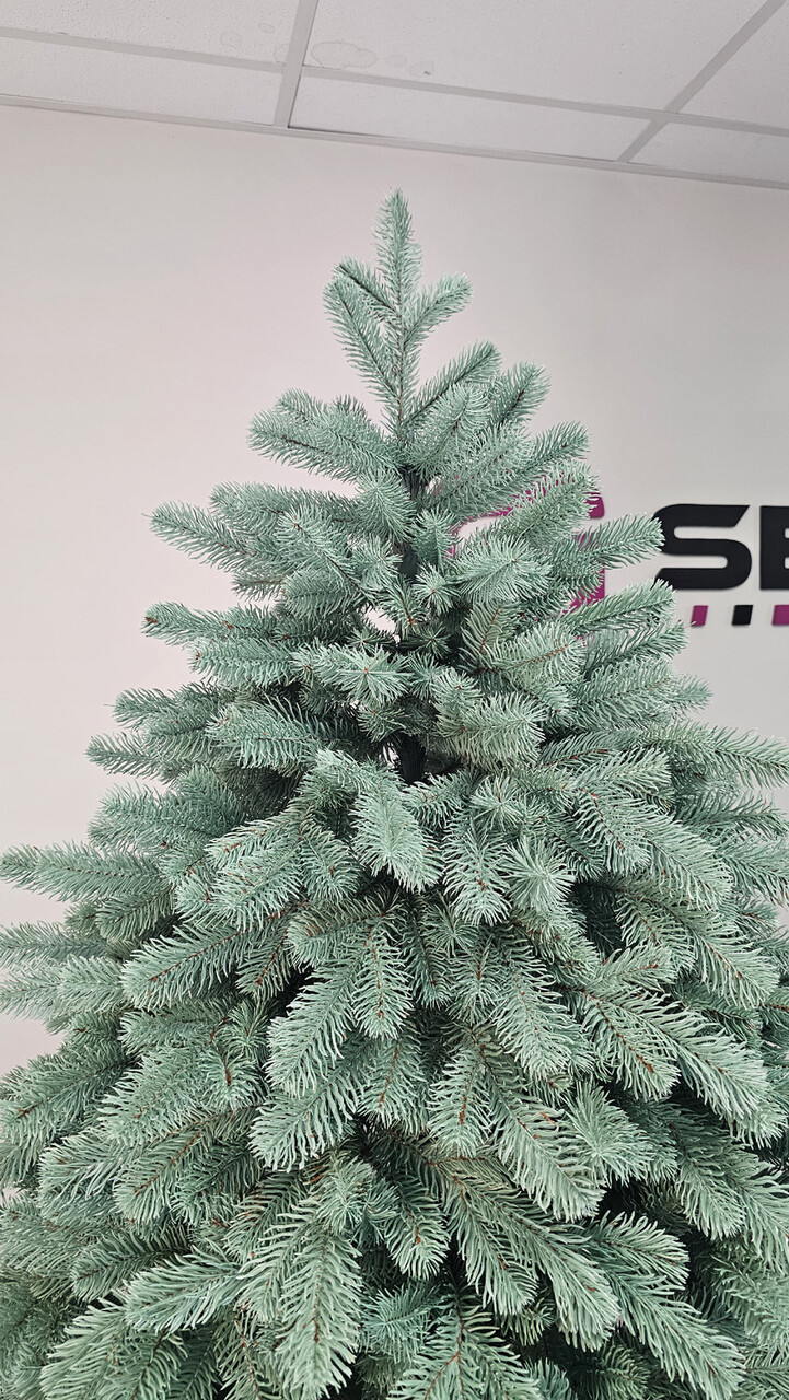 Brad artificial Christmas Deluxe by Sersimo, Kovalivska argintiu, 3D, 210cm — imaginea 16
