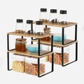 Set 4 rafturi de depozitare pentru bucatarie, Songmics, 29.7x19.5x15.5 cm, bambus/metal, natural