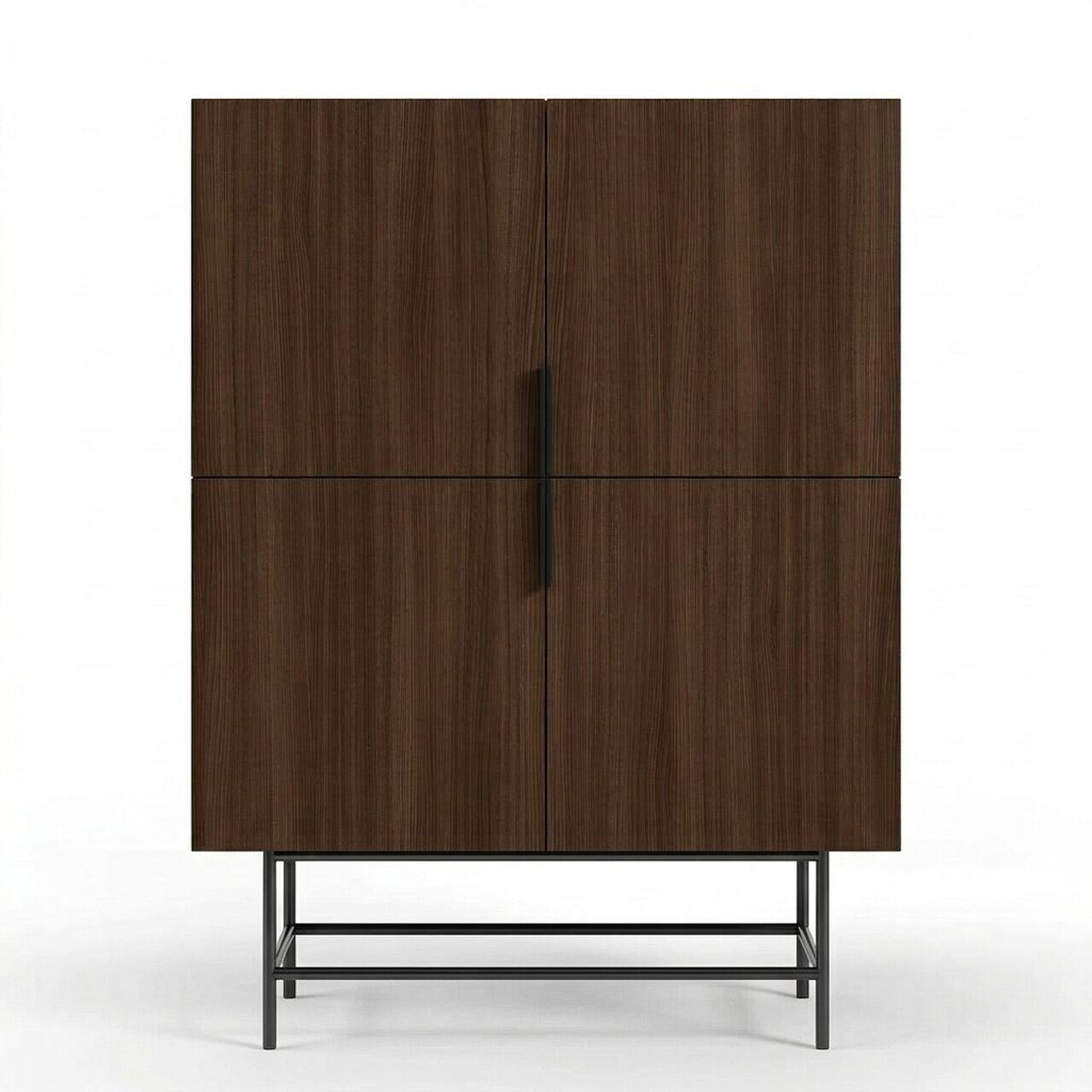 Bufet, Hanah Home, Eldia, 100x128x40 cm, PAL, Nuc Milano / Negru — imaginea 4