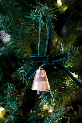 Ornament de brad de Crăciun, BSY242, 4x12 cm, Catifea, Verde inchis