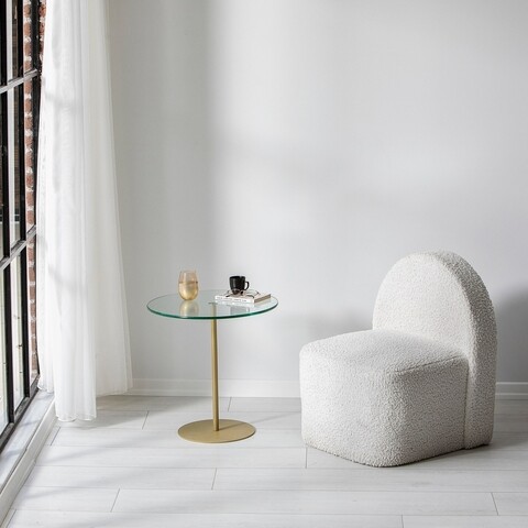 Masa de colt, Neostill, Chill-Out, 50 x 50 x 50 cm, sticla temperata/metal, auriu auriu