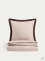 Lenjerie de pat King Size, Tovi, Homla, 200x220 cm, 3 piese, bumbac, bej/maro
