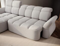 Coltar extensibil stanga 3 locuri ELTAP, Beneth, 301x185x115 cm, lemn/poliester, gri deschis