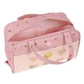 Geanta necesitati pentru scoala, Glow Lab, Hearts, 31 x 14 x 19 cm, poliester, multicolor