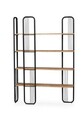 Corp biblioteca, Valovi, Sierra, 125x180x28 cm, PAL, Pin Atlantic / Negru