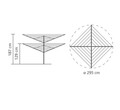 Uscator de rufe rotativ cu 4 brate + cu suport fixare pamant + husa + set carlige rufe, Brabantia, Lift-O-Matic, 50 m capacitate de uscare, otel, gri metalizat