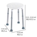 Scaunel pentru baie, Wenko, Bathroom Secura, 45.5 x 45.5 x 39.5-57.5 cm, aluminiu/plastic, alb gri
