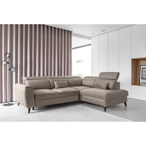 Coltar extensibil dreapta 4 locuri ELTAP, RT-07SAV, Noble, 255x201x100 cm, lemn/poliester, bej inchis