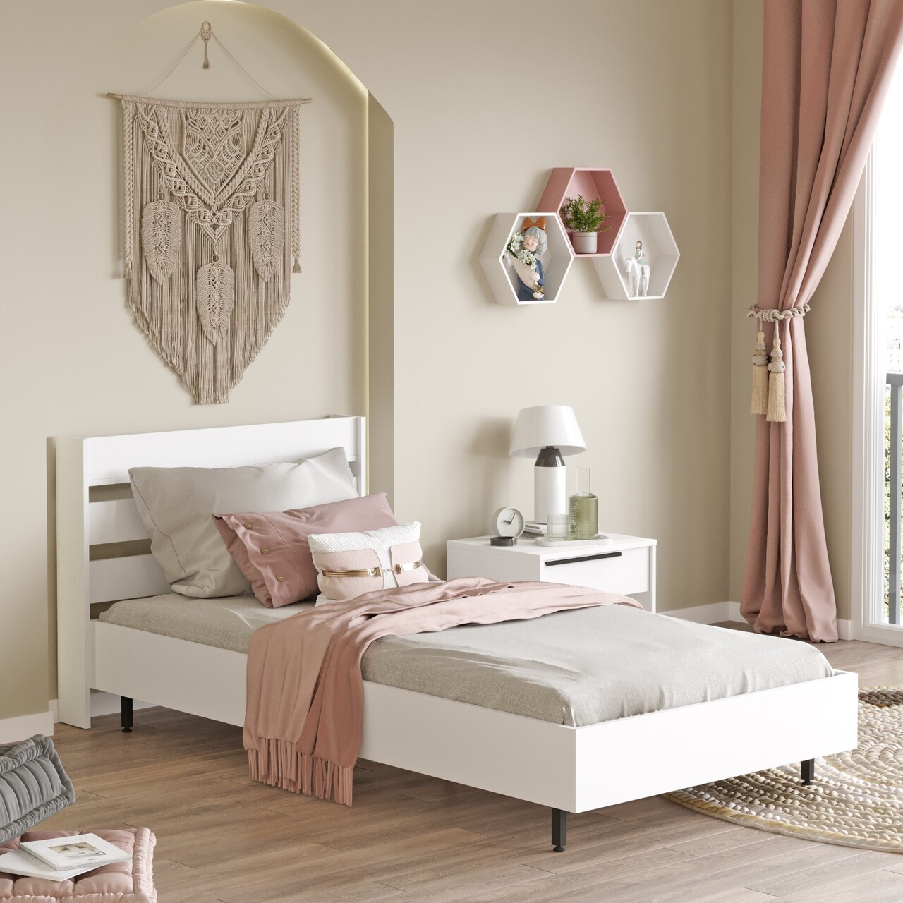 Set dormitor pentru copii, Locelso, ON25-W, Alb - 2 | YEO