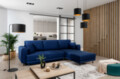 Coltar extensibil dreapta 4 locuri ELTAP, RT-40VE, Dalia, 289x190x95 cm, lemn/poliester, albastru