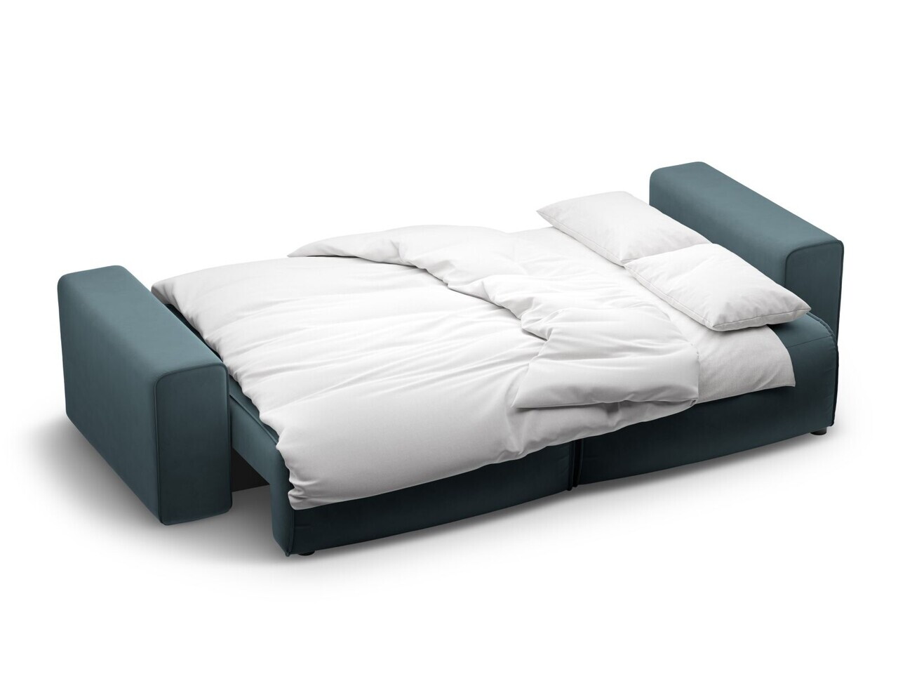 Canapea extensibila 3 locuri, Victor, Micadoni Home, 246x100x83 cm, catifea, albastru — imaginea 6