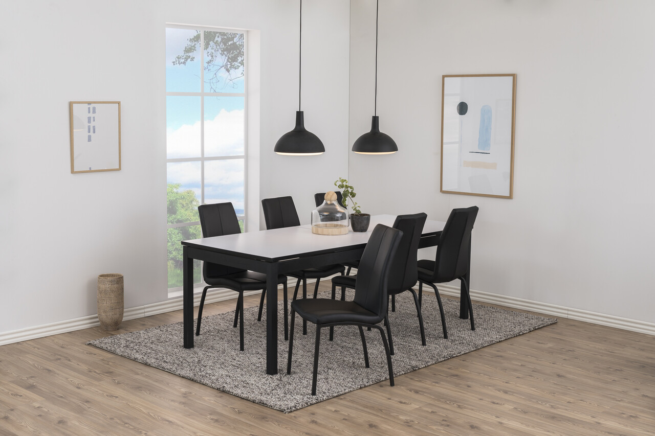 Scaun Asama, Actona, 43.5x57x95 cm, piele ecologica/otel, negru - view 6