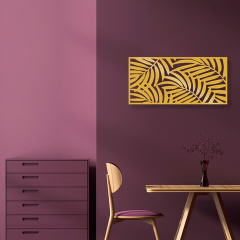 Decoratiune de perete, decorative panel 4, metal, 100 x 48 cm, auriu