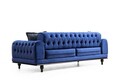 Canapea extensibila cu 3 locuri, Hilena, 569HLN1703, Lemn de fag / PAL, Albastru navy