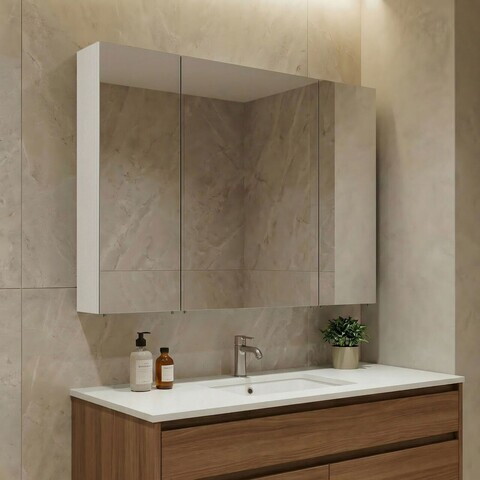 Dulap de baie cu oglindă, Hanah Home, Nuvola 100 v2, Alb