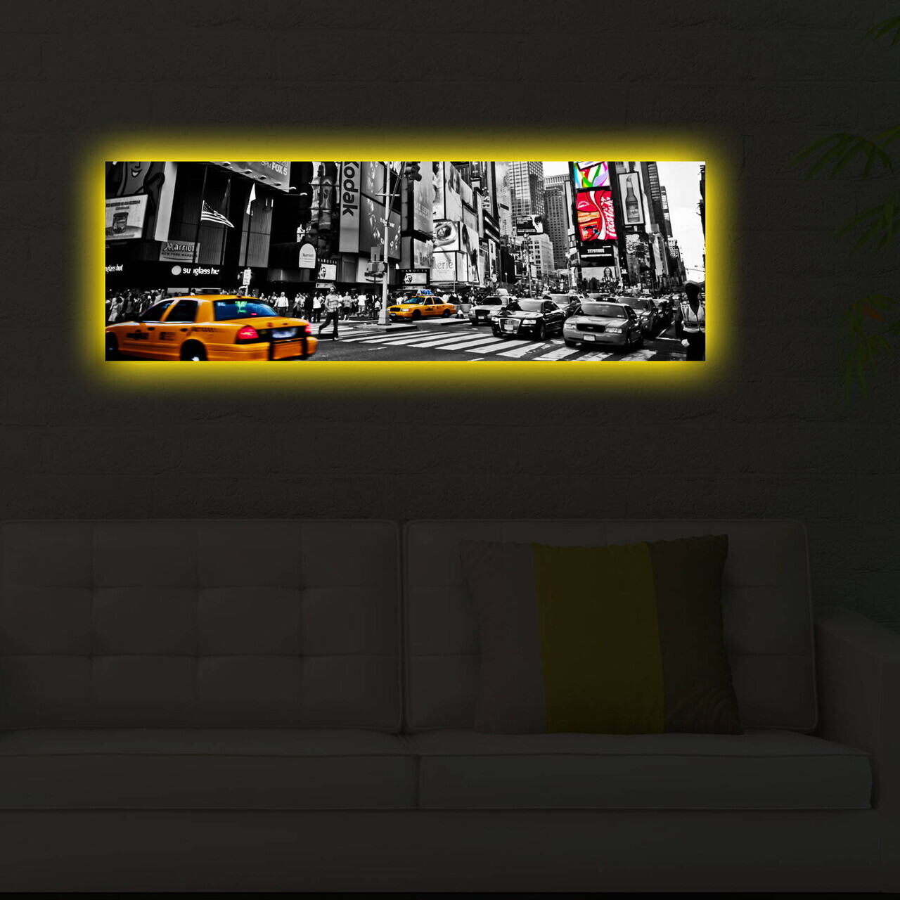 Tablou decorativ cu lumina LED, 3090DACT-32, PÂNZĂ DIN PIELE ÎNTOARSĂ, 30 x 90 cm, Multicolor