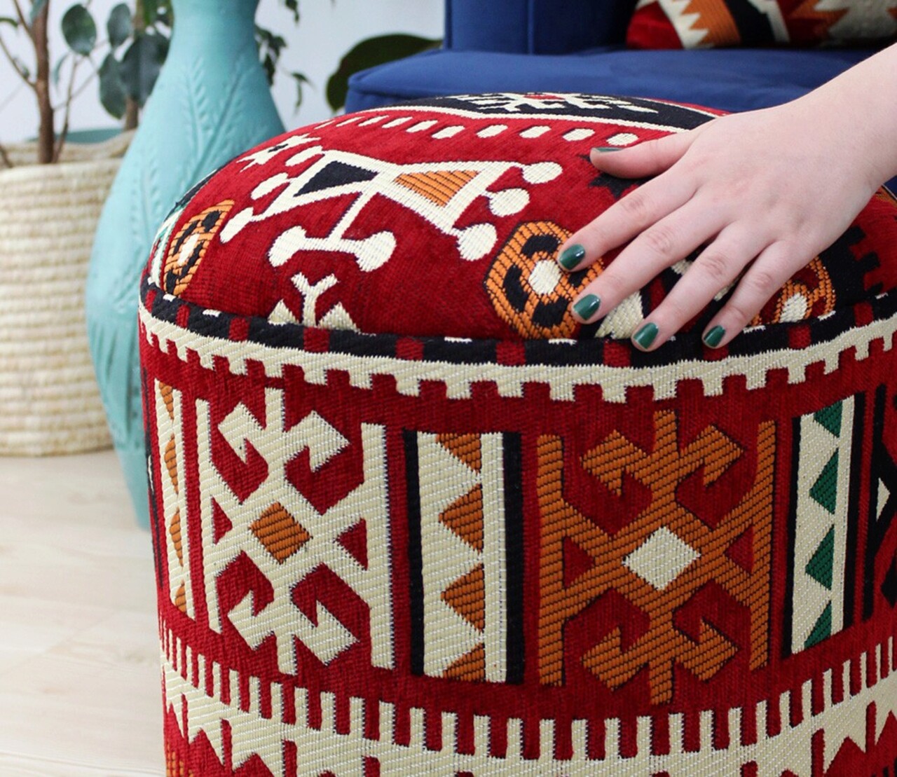 Taburet, Fluffe, 209FLF1309, 50% bumbac / 50% poliester, Multicolor