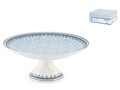 Platou pentru prajituri Alzata Blue Dream, H&H, Ø20 x 8.5 cm, portelan, alb