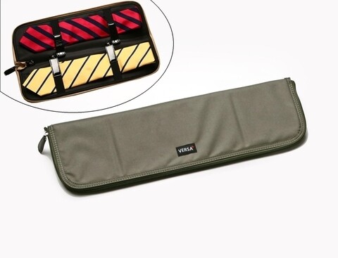 Organizator cravate pentru calatorie versa, 43x13x1 cm, nailon, verde