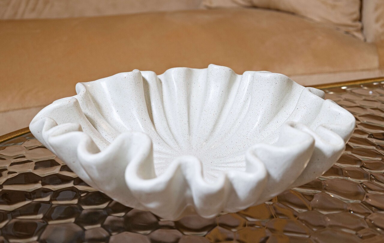 Vas decorativ Stons, Mauro Ferretti, 31x9 cm, polirasina, crem - 2 | YEO