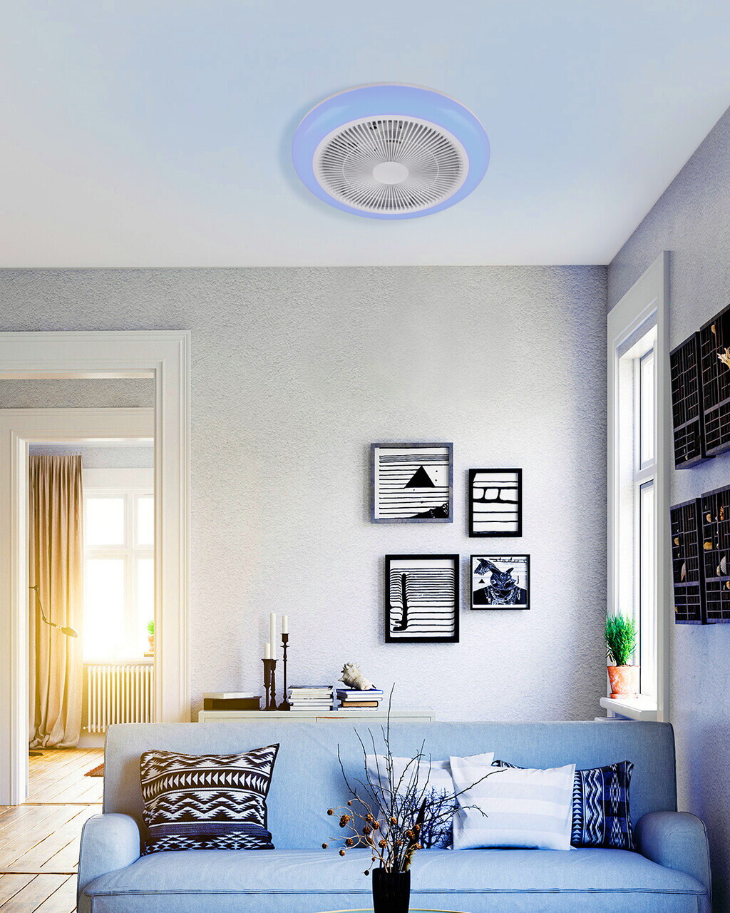 Plafoniera cu ventilator Holmsund, RL, 46x14 cm, 20W/6W, 1x SMD/1x LED, plastic, alb — imaginea 7