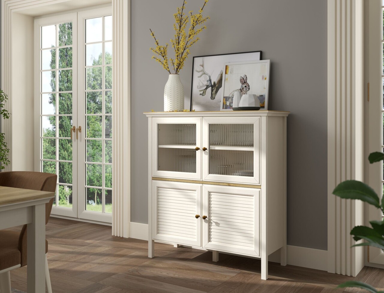 Dulap multifunctional, Hanah Home, FRN-21022, 110.4x120x44.2 cm, PAL, Crem / Stejar - view 5