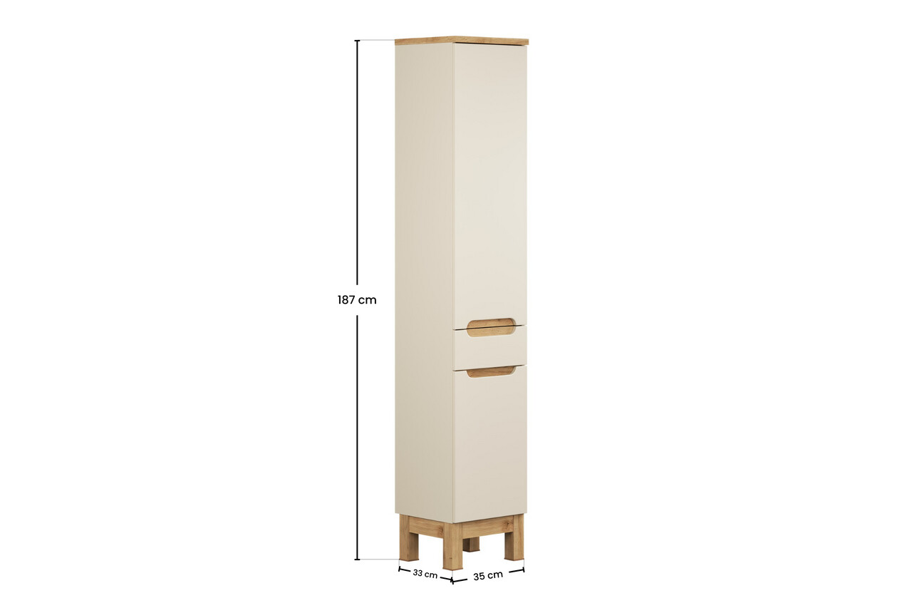 Set mobilier baie Bali Cashmere Wotan 60 cm HC, dulap inalt si masca lavoar, Comad, MDF/PAL, casmir - view 6
