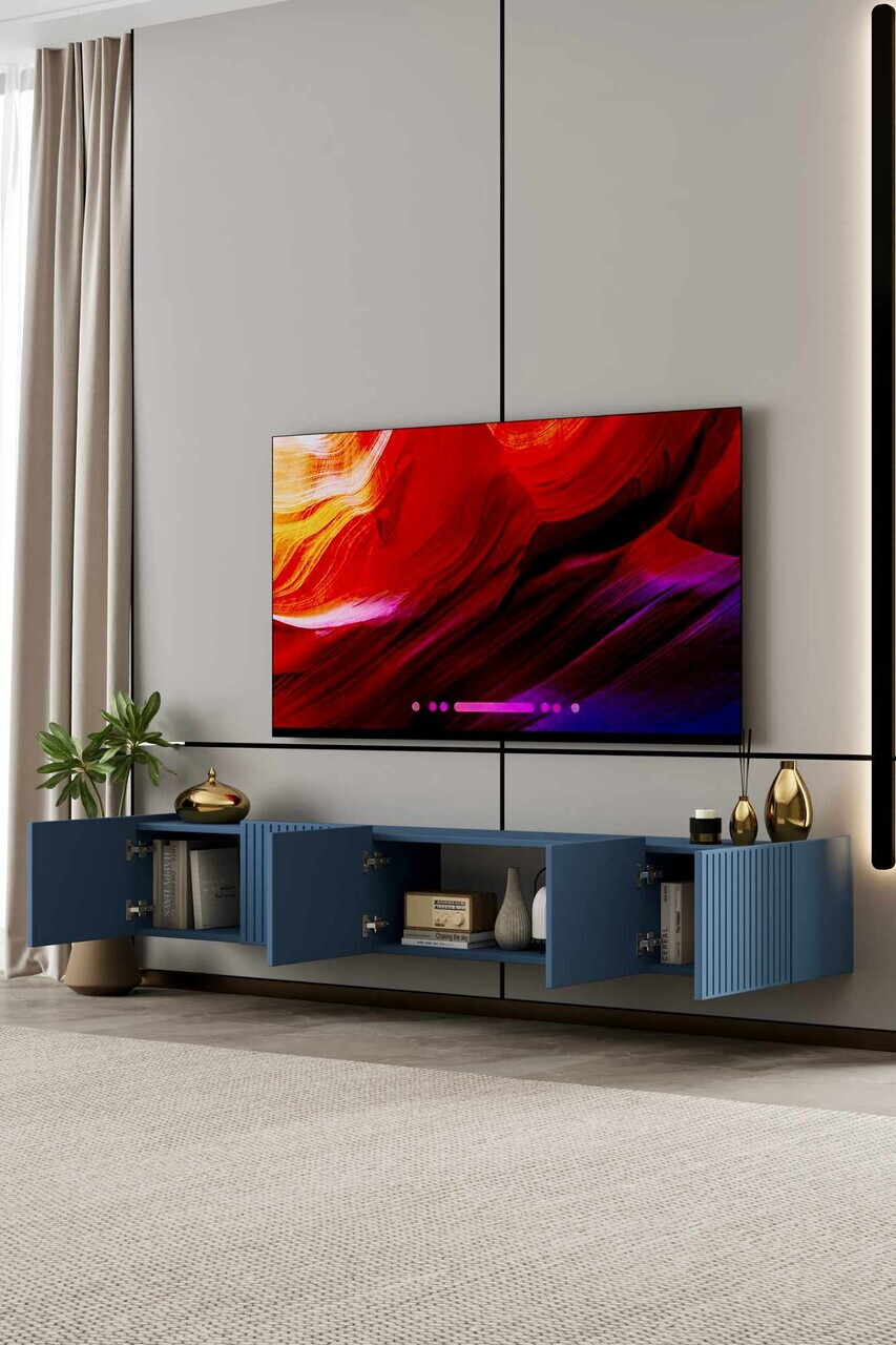 Comoda TV, Hanah Home, Capella 200, 200x50x29 cm, MDF, Albastru - view 3