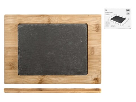 Platou servire Slate & Bamboo, H&H, 20 x 28 cm, bambus/ardezie
