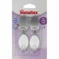 Set 4 carlige ovale Lilliput, Metaltex, cu adeziv inclus, inox, argintiu
