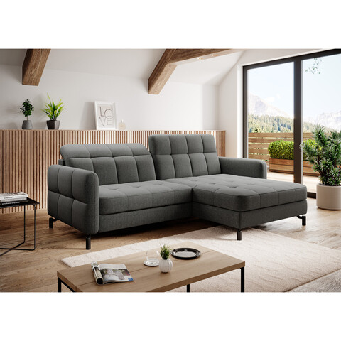 Coltar extensibil dreapta 3 locuri ELTAP, Lore-28, Lorelle, 225x160x105 cm, lemn/poliester, gri deschis