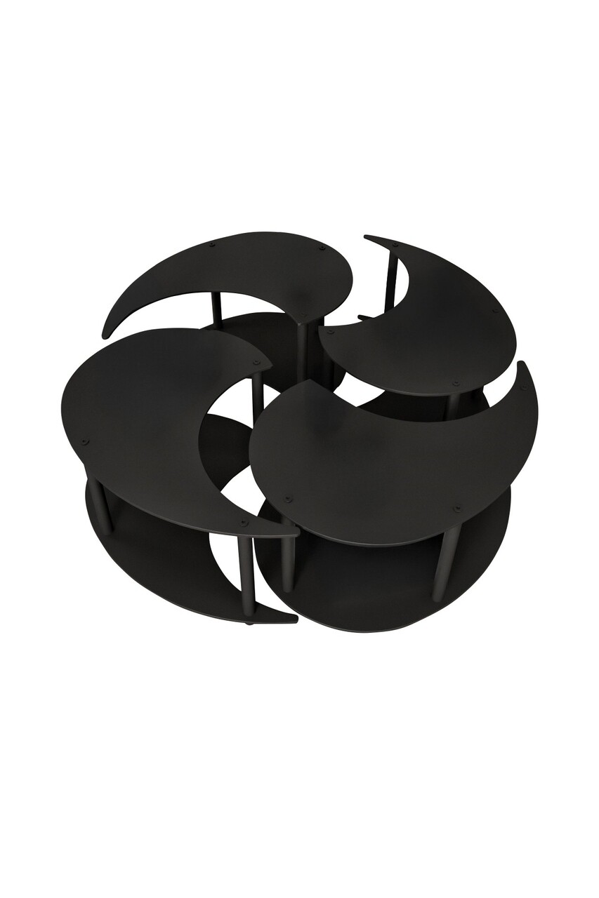 Set masute de cafea, Hanah Home, Yin Yang 4 70, MDF , Negru