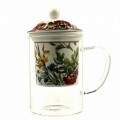 Cana cu infuzor Linnea, Duo, 450 ml, sticla, multicolor