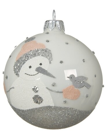 Glob Snowman looking left, Decoris, Ø8 cm, sticla, multicolor