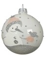 Glob Snowman looking left, Decoris, Ø8 cm, sticla, multicolor