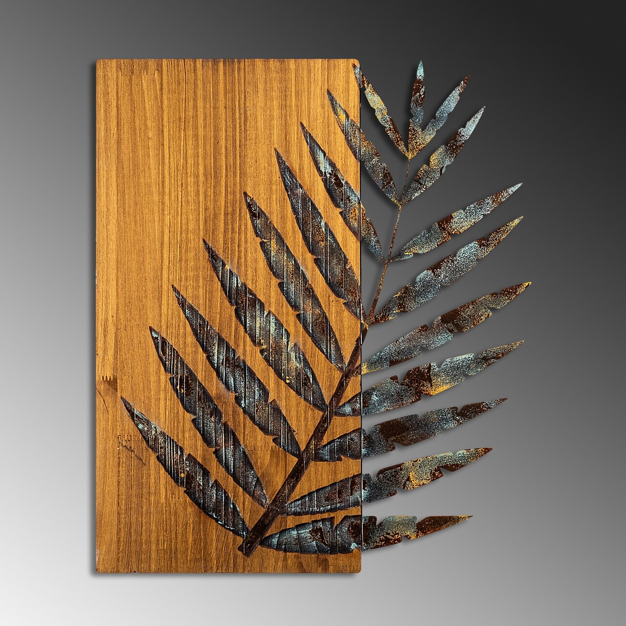 Decoratiune de perete, Leaf 3-1, Lățime: 58 cm Înălțime: 50 cm Adâncime: 3 cm, Multicolor - view 4