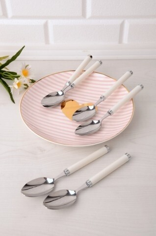 Set 6 linguri, Kosova, White, inox, 18 cm