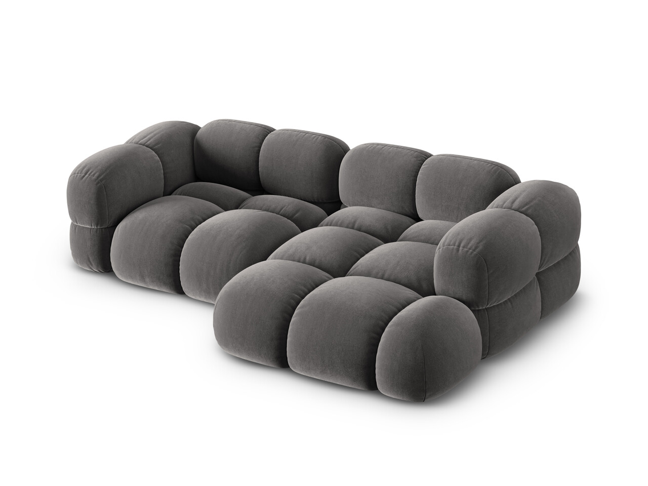 Coltar dreapta 3 locuri, Loretto, Cosmopolitan Design, 250x147x68 cm, catifea, gri