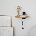 Raft de perete, Neostill, Leo, 35x35 cm, Lemn masiv, Negru / Stejar