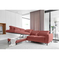 Coltar extensibil stanga 4 locuri ELTAP, LT-24LU, Noble, 255x201x100 cm, lemn/poliester, roz inchis