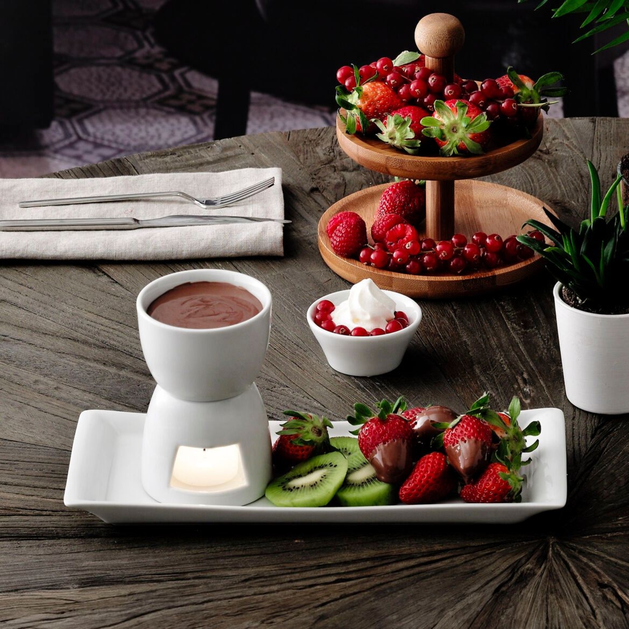 Set pentru fondue, Hermia, 387GRP1403, Suport: 7 x 7 x 11 (1 bucată), Alb - view 2