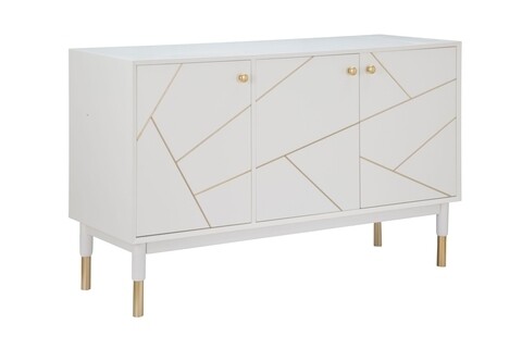 Comoda cu 3 usi Luxy, Mauro Ferretti, 120 x 45 x 75 cm, lemn de pin/fier, alb/auriu Comode