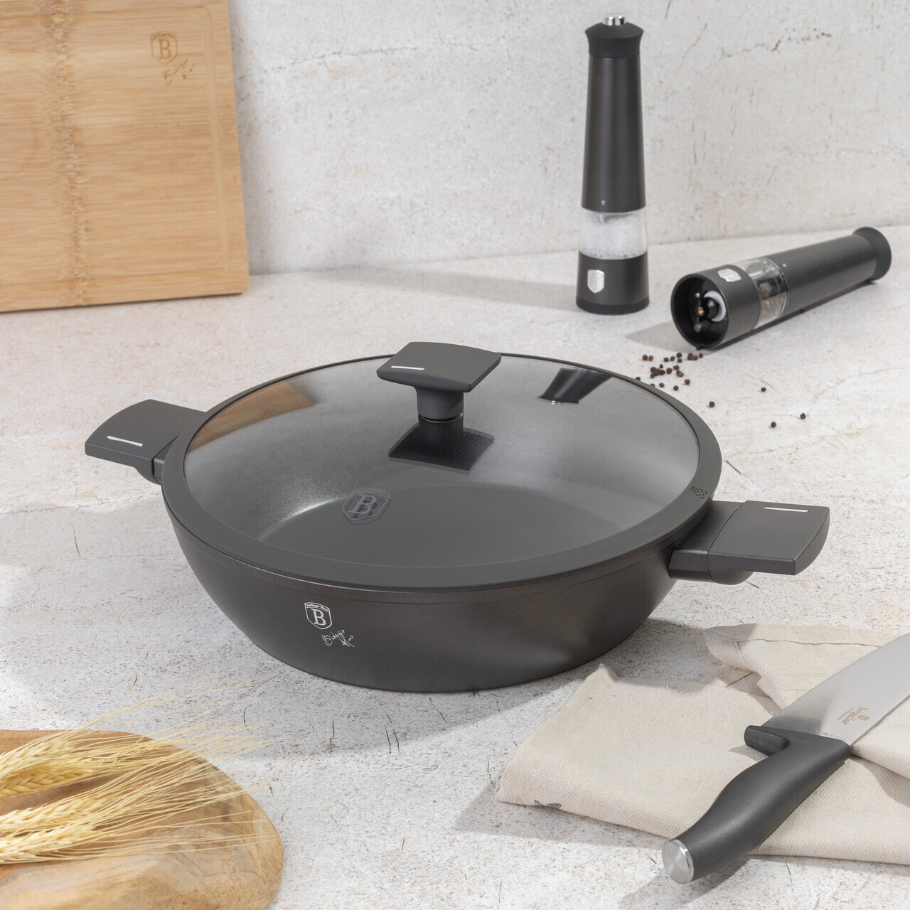 Oala cu capac Berlinger Haus, Anthracite, 30 cm, 4.5 L, aluminiu forjat, antracit mat - imagine 5