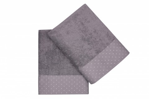 Set 2 prosoape de baie 90x150 cm, 100% bumbac, Saheser, Pıtırcık  Grey